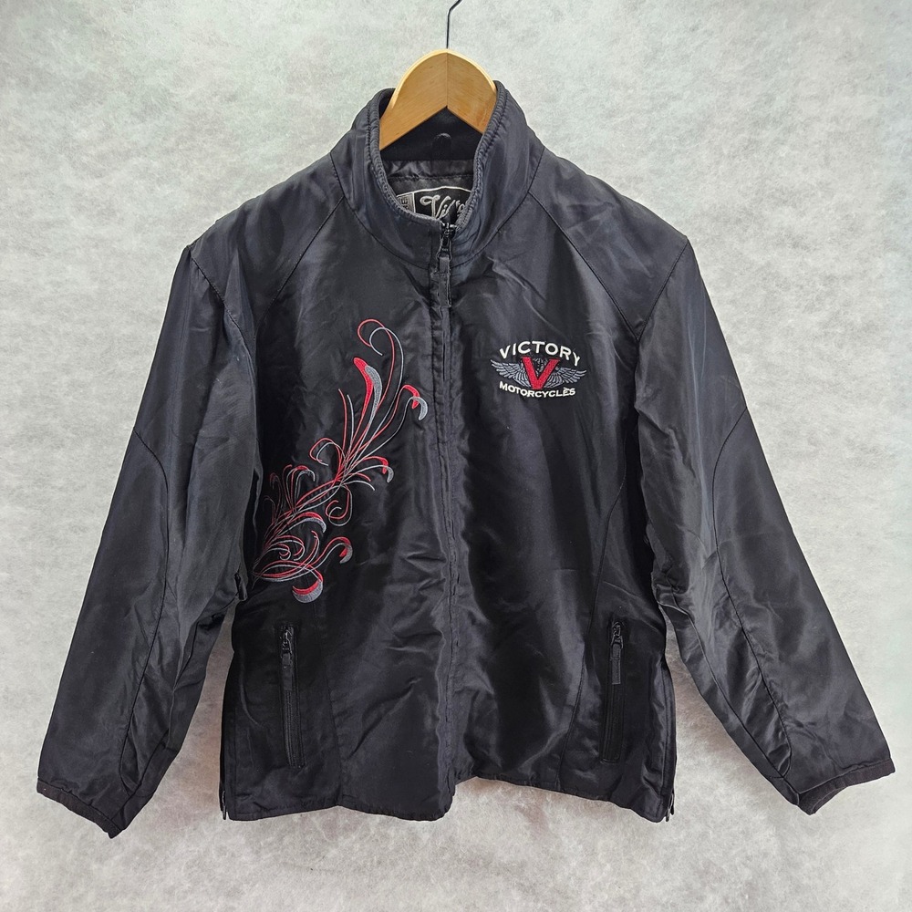 Victory Motorcycles Womens Black Nylon‎ Jacket Motorcycle Biker Small Vented
